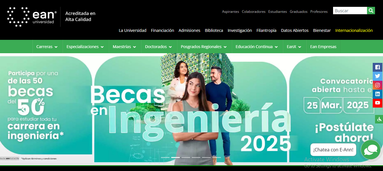 Ejemplo página web universidad